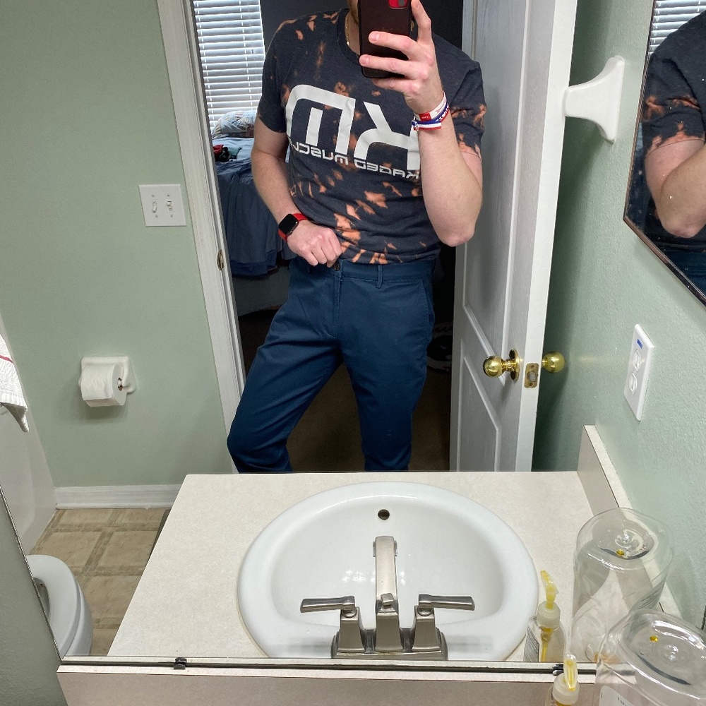 MUST GO!!! WORN ONCE - MENS GAP KHAKI SKINNY 34 X 34 TURQUOISE BLUE/GREEN